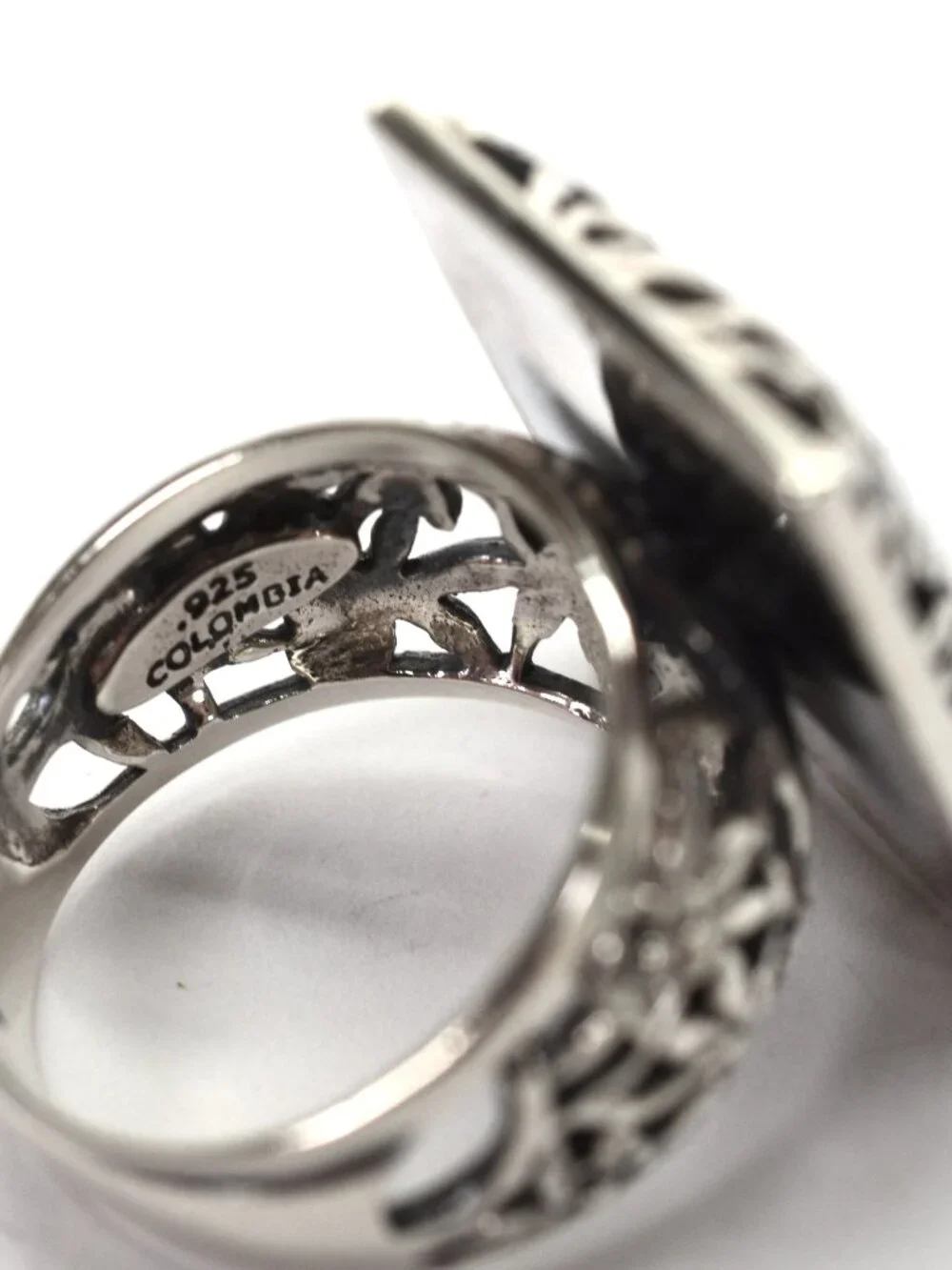 Designer EXEX Claudia Agudelo Sterling Silver Floral Statement Ring Size 9